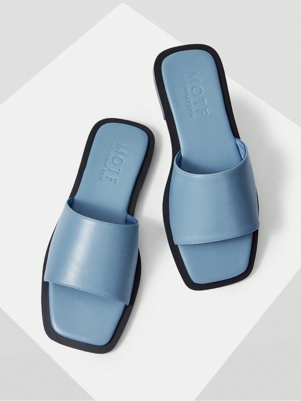 MOTF Powder Blue Slide Sandals with Black Trim